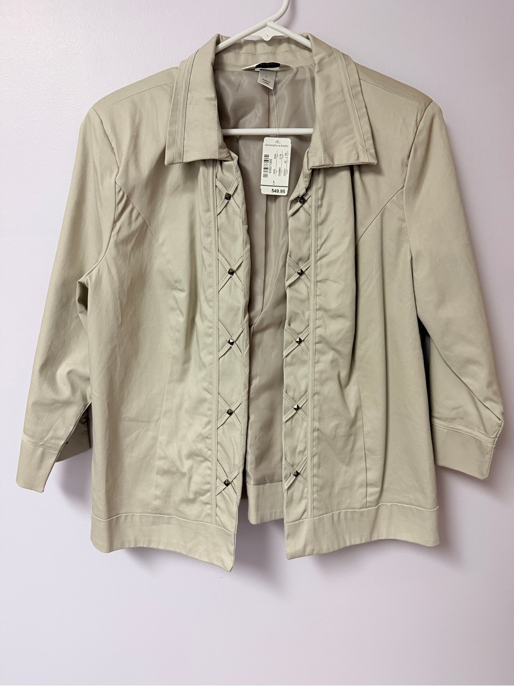 Christopher & Banks Beige Blazer with Stitch and Metal hardware Detailing